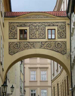 Venetian-like passageway in Prague's New Town