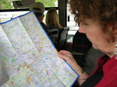 Carol with a map of Berlin