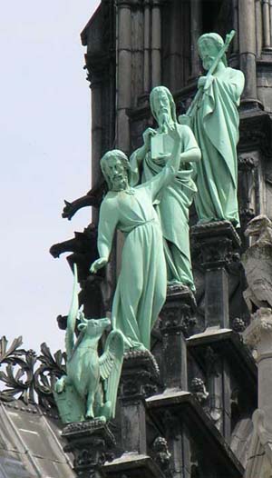 Statues adorning Notre Dame