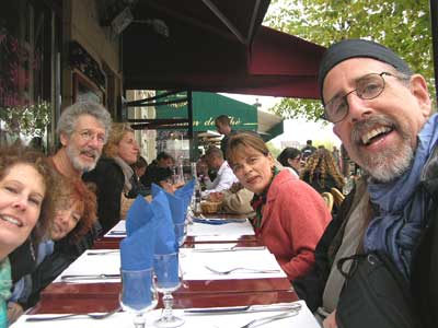 The six of us enjoy lunch on Isle St. Louis