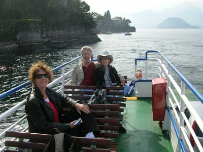 Carol, Marc and Muriel enjoying the cool air of Lake Como