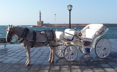 Horse-drawn carriage in Chania, Crete