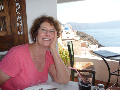 Carol on Santorini