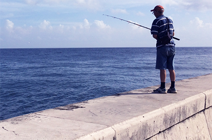 Fishing along Havana's Malecon