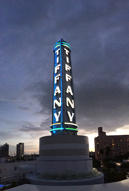 The Tiffany sign at The Hotel in South Beach
