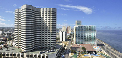 Melia Cohiba Hotel on the left, The Riviera on the right