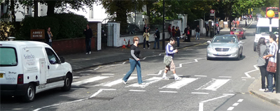 Carol crossing Abbey Road