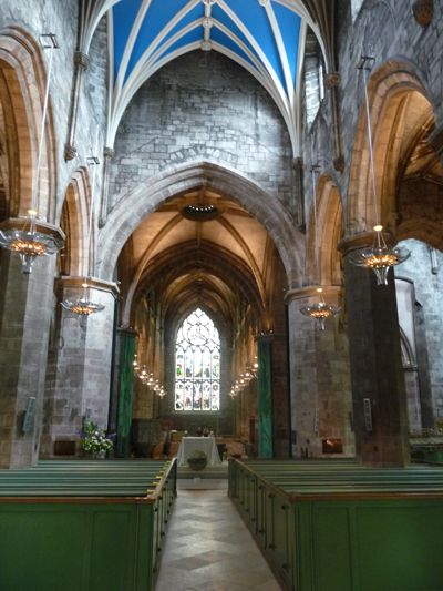Inside a cathedral on the Royal Mile