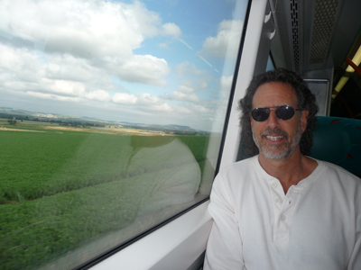 Enjoying the train ride to St. Andrews