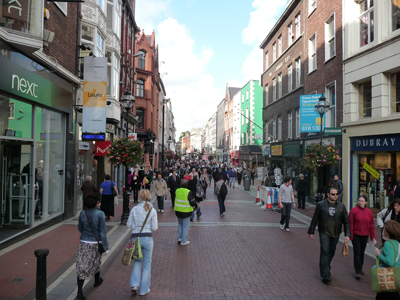 Busy Grafton Street in Dublin