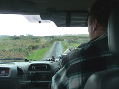 Michael Hernon guides our tour bus down the tiny narrow roads of Innishmore