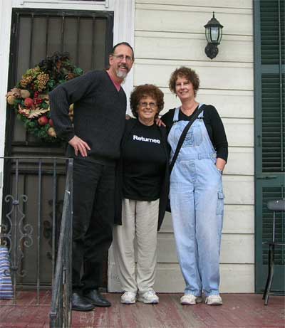 David, Ms. Greta and Carol on Ms. Greta's front porch