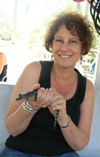 Carol holding a baby alligator
