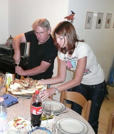Carmi and Sivan prepare the table