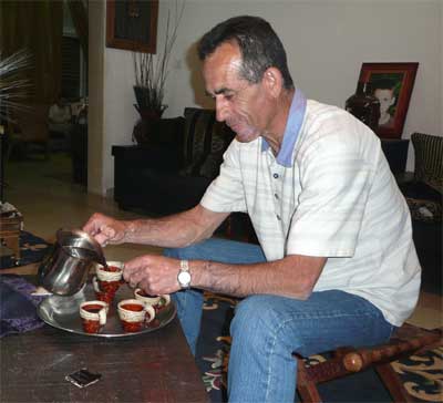 Yuseph prepares Turkish coffee for us after the delicious dinner