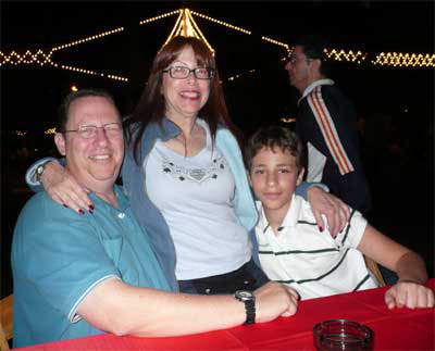Meira's brother Yossi, Meira and Yossi's son at the Rabin Park Indepence Day celebration