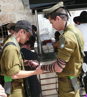 Soldiers at the Western Wall