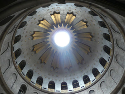 Light coming through the dome of the Church of the Holy Sepulchre