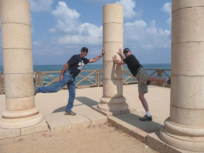Shlomo and David goofing off at Caesarea