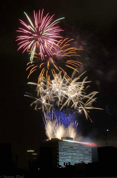 Fireworks over Rabin Park for the 60th Independence Day celebration
