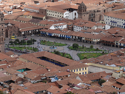 Plaza de Armas from above the city of Cuzco