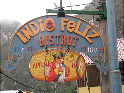 El Indio Feliz Restaurant in Aguas Calientes, Peru