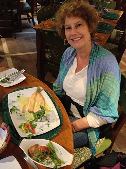 Carol's delicious lunch at El Indio Feliz Restaurant in Aguas Calentes, Peru