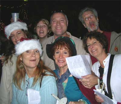 The gang singing Christmas carols at Jackson Square