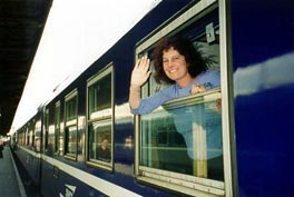 Carol on the EuroStar train from Paris to Venice