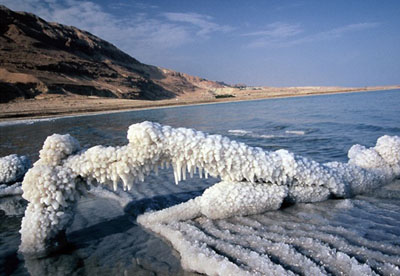 Dead Sea - with a lot of salt in the foreground